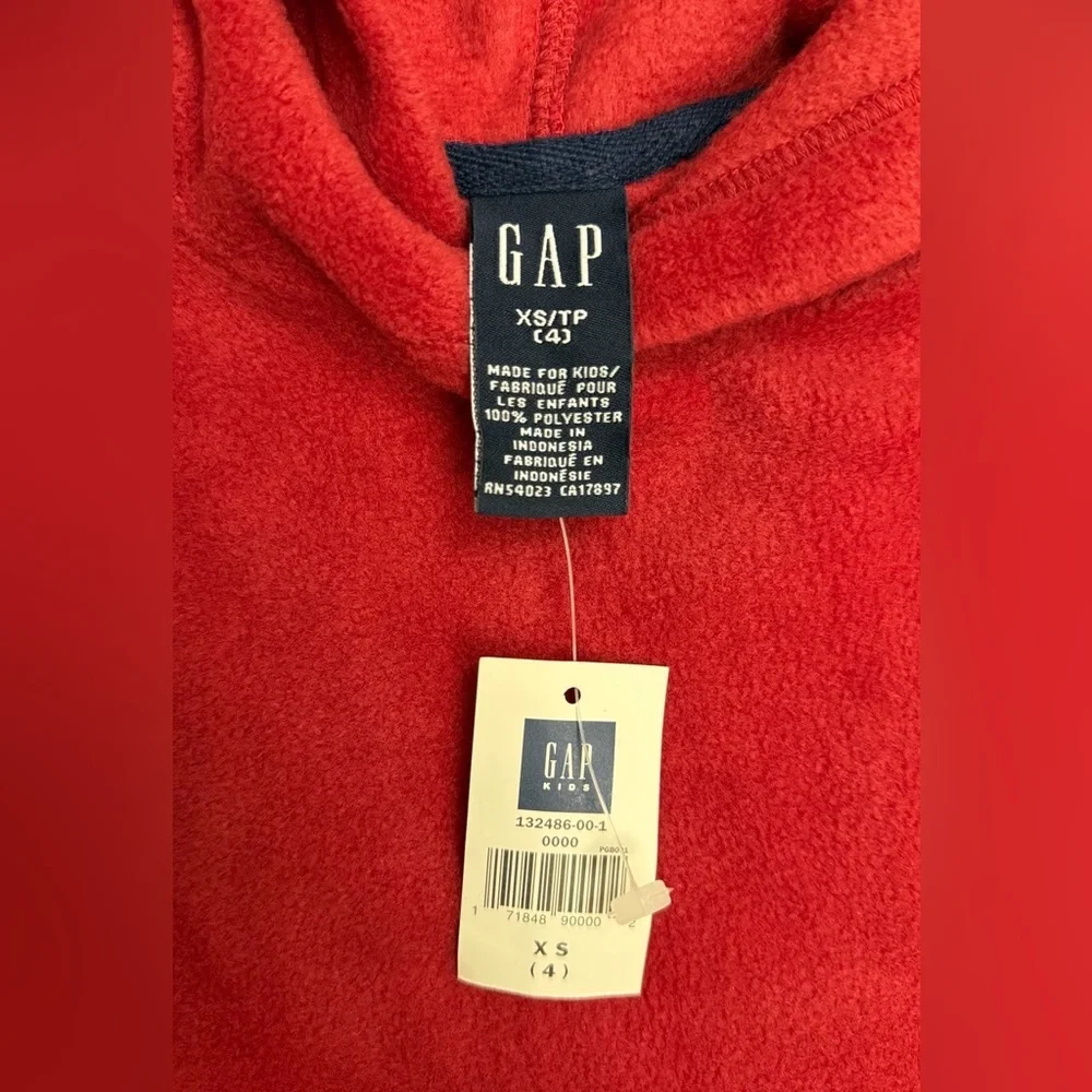 GAP Kids red fleece hoodie in size XS (4)